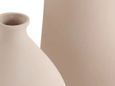 Set 4 Beige White Ceramic Rustic Vase 3D model