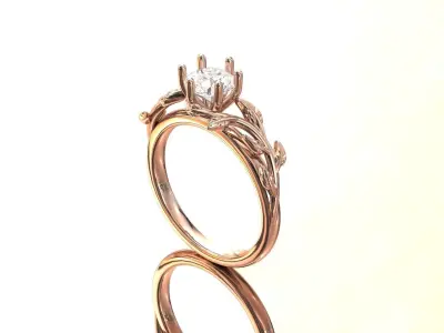 Leaf Vines Engagement Ring 3D print model