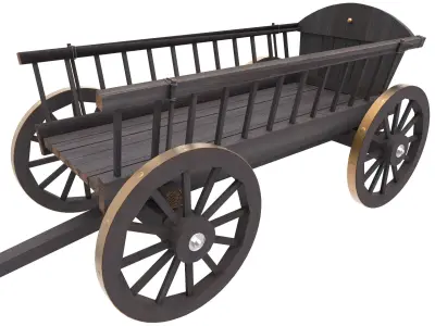 Wooden Cart 3D Low-poly 3D model