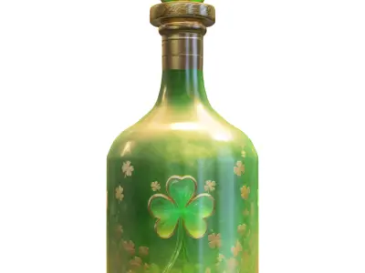 Emerald Clover Bottle Low-poly 3D model