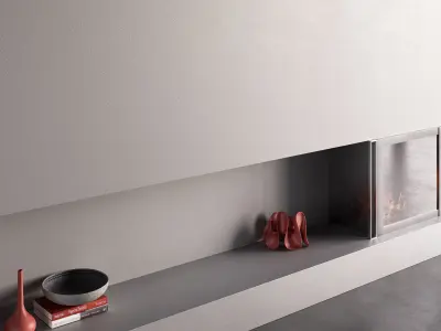 Decorated Wall with Fireplace - 7 3D model