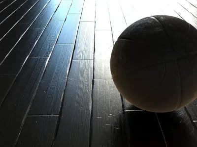 Basketball on Gym Floor 3D model