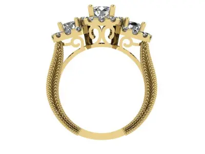Elegant  Engagement  Filigree Ring 3D print model