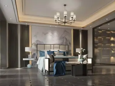 Modern Luxury Master Bedroom Interior 3D Scene 3D model