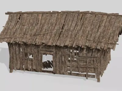 Thatch Hut House 07 For Games and Films 3D Model Low-poly 3D model