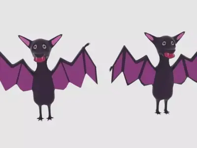  Cartoon Bat  Low-poly 3D model