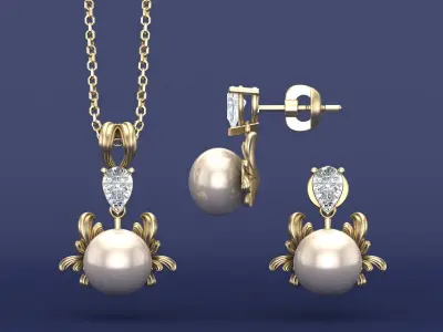 A Set of Pearl Jewelry CAD Design 3D print model