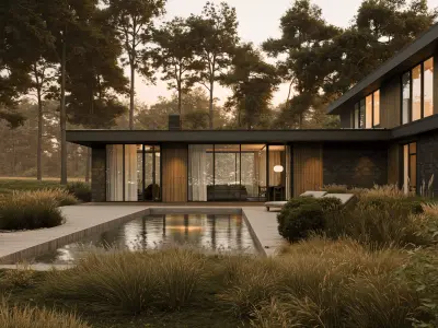Modern house in the woods 3D model