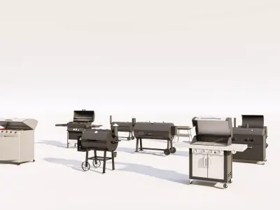 Outdoor BBQ and Cooking Grills for Backyard Low-poly 3D model
