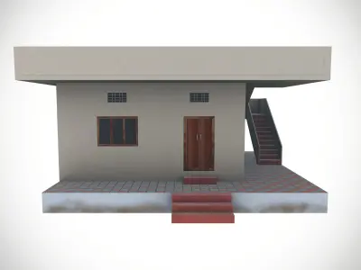 Cement Village House  Low-poly 3D model