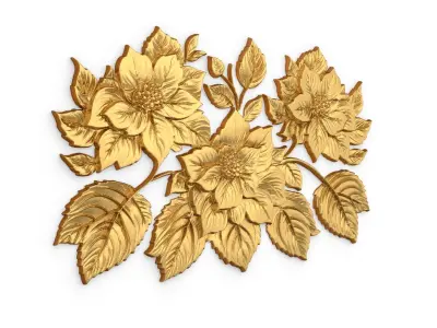 mural classic flowers decor ornament 07 3D model