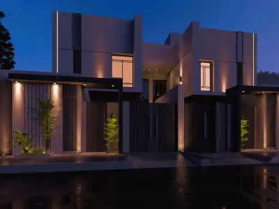 exterior   modern villa saudi arabia 3D model