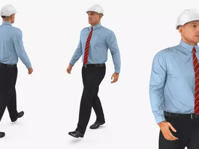 Construction Architect in Yellow Safety Jacket Rigged for Maya 3D model