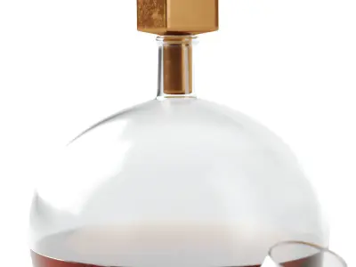 Decorative decanter and glass with cognac 3D model