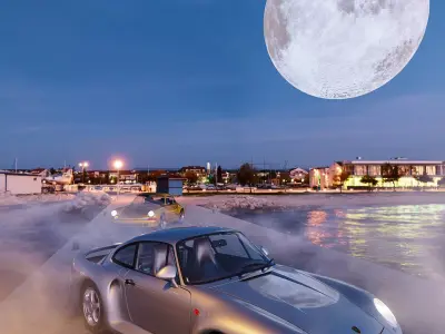 Luxury Porsche Car Showroom Scene  3D model
