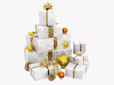 Decorated Christmas gifts 01 3D model