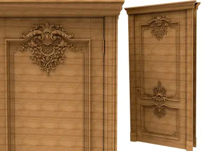 3D Model STL Door carved wooden 3D model