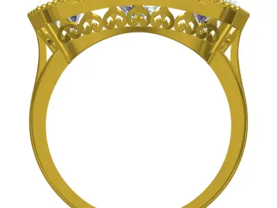 Three Stone Vintage Style Art Deco Ring 3D print model