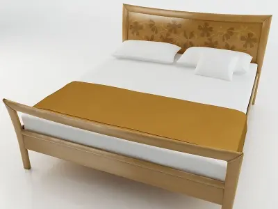 Bed with Intarsia Panel - Grenat 3D model