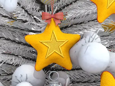 Christmas Star Pouf and Pillow 3D Model 3D model