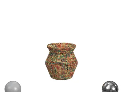 Striped Seagrass Tall Basket BlackNaturalStriped Seagrass  3D model