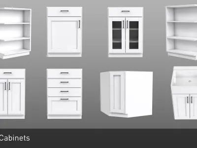 Vray and UE4 Shake Style Cabinets - 16 modular models Low-poly 3D model