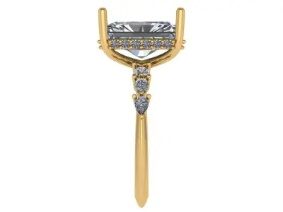 Radiant solitaire with pear shape diamond on shank  3D print model