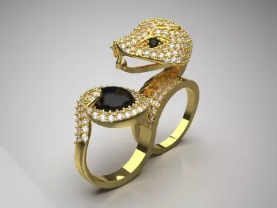 Luxury yellow gold snake design ring jr00082 3D print model