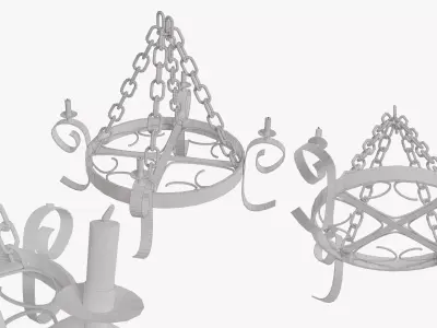 Medieval Roof Lamp Low-poly 3D model