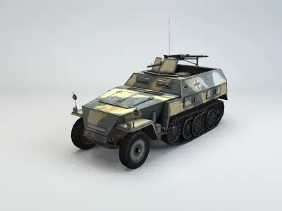 Low Poly Schutzenpanzerwagen SdKfz 250 1 Neu Low-poly 3D model