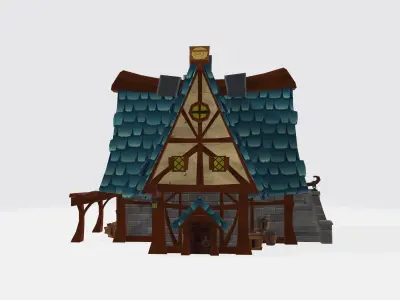 Cartoon House Low-poly 3D model order