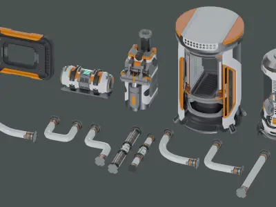 13 Sci-Fi 3D models - Props Asset Pack 3D model