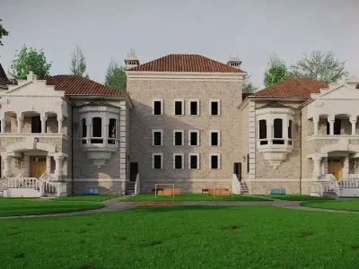 Luxury Classical School Building 3D model