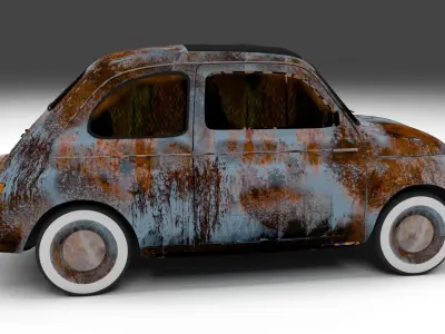 Rusty FIat 500 Nuova Low-poly 3D model