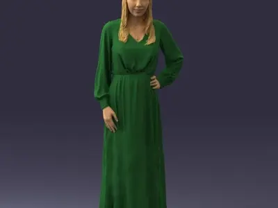 000352 Woman in Green Dress 3dp 3D print model