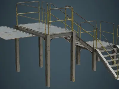 Industrial Platform 1B Low-poly 3D model