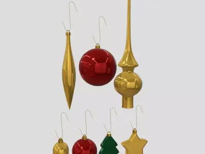 Christmas Bauble Pack Low-poly 3D model