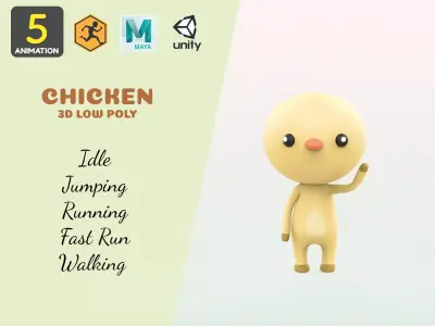 Stylized Chicken Animated v001 Low-poly 3D model