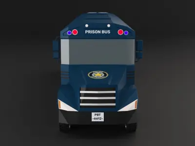 Police Correctional  Bus Facility LowPoly 3D Model 3D model