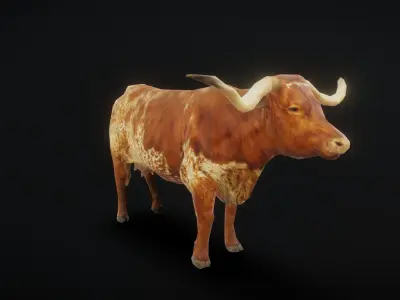 Two tone cow animation Low-poly 3D model