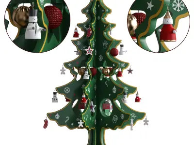 Christmas tree with mini ornaments 3D model