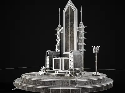 Gothic Crypt Stone Throne Low-poly 3D model