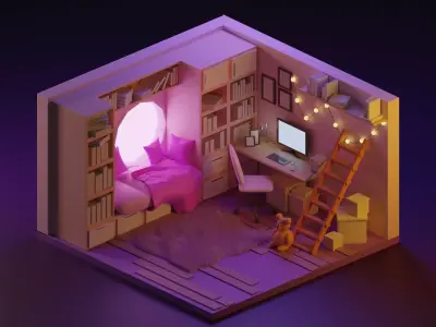 library 3D model buy