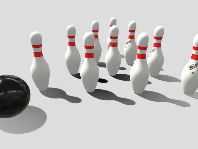 Bowling Ball and Pins Low-poly 3D model