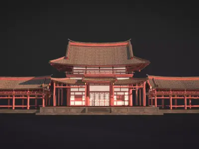 Japanese Temple Low-poly 3D model order