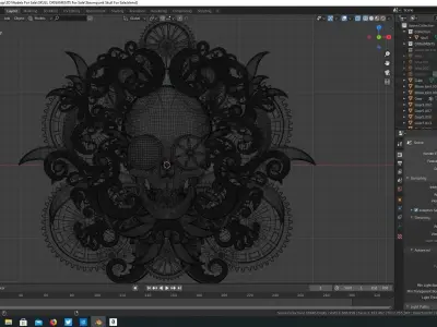 Steampunk Skull with goggles gears and ornaments 3D model