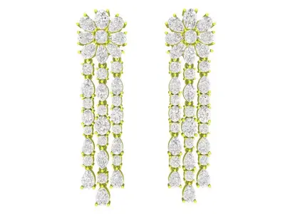 A7826 Luxury Diamond Women Earrings 3D print model