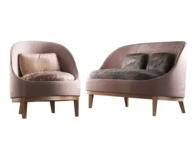 Piet Boon BELLE armchair and loveseat sofa SET 3D model