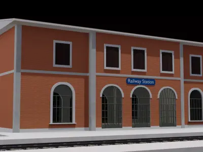 Railway station Low-poly 3D model