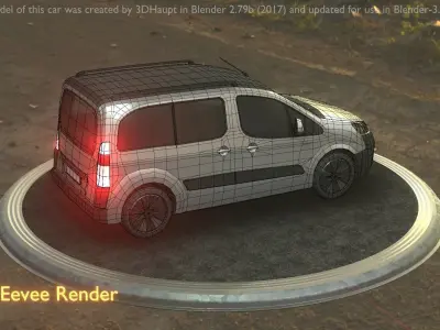 City Car 77 Utility Vehicles Van Type-D Silver Low-poly 3D model